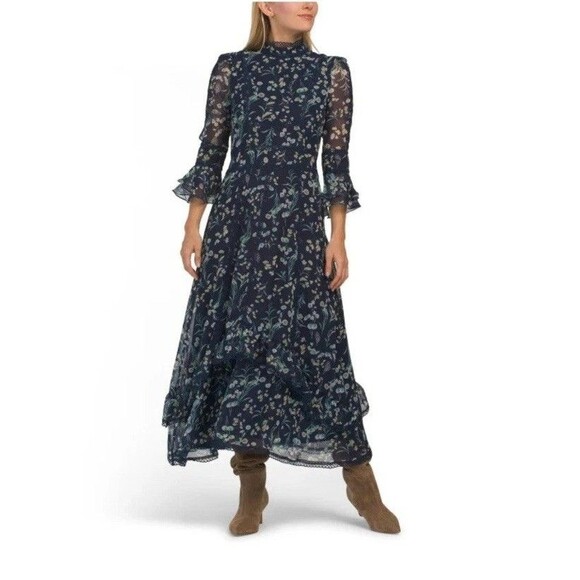 Dalia Dresses & Skirts - Dalia McPhee Midi Dress Floral Navy Blue Size Large